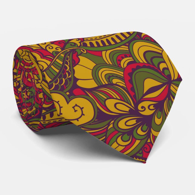 Psychodelic 70's Style Paisley  Tie (Rolled)