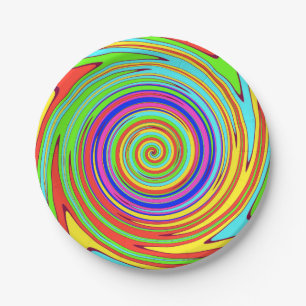 Psychodelic Colour Swirl Paper Plate