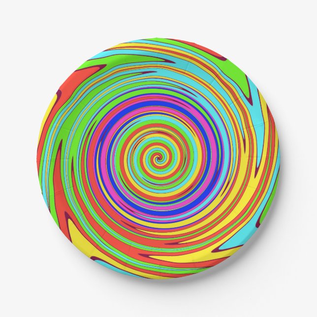 Psychodelic Colour Swirl Paper Plate (Front)