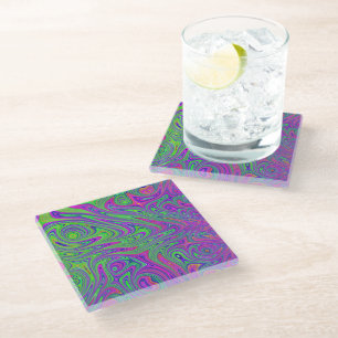 psychodelic textures glass coaster