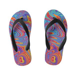 psychodelic textures kid's jandals
