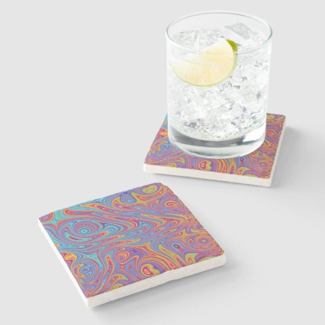 psychodelic textures stone coaster (Side)