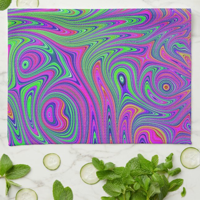 psychodelic textures tea towel (Folded)