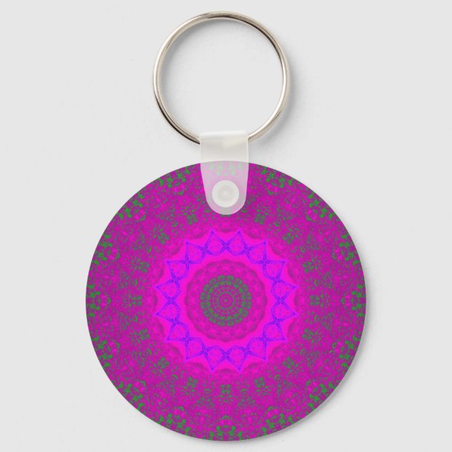 Psychokinesis Purple Abstract Mandala Keychain (Front)