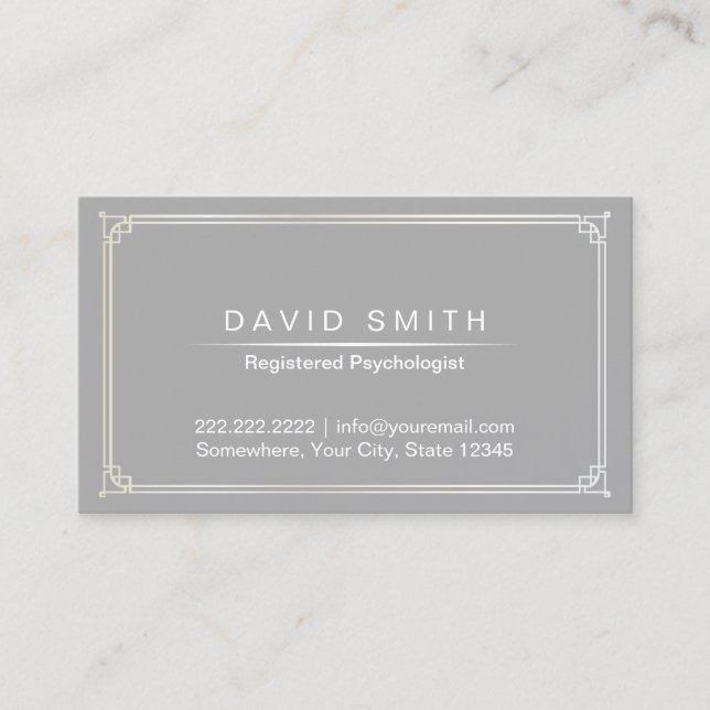 Psychologist Appointment Card Plain Grey Framed (Front)
