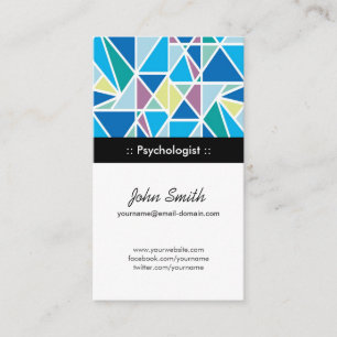 Psychologist - Blue Abstract Geometry Business Card