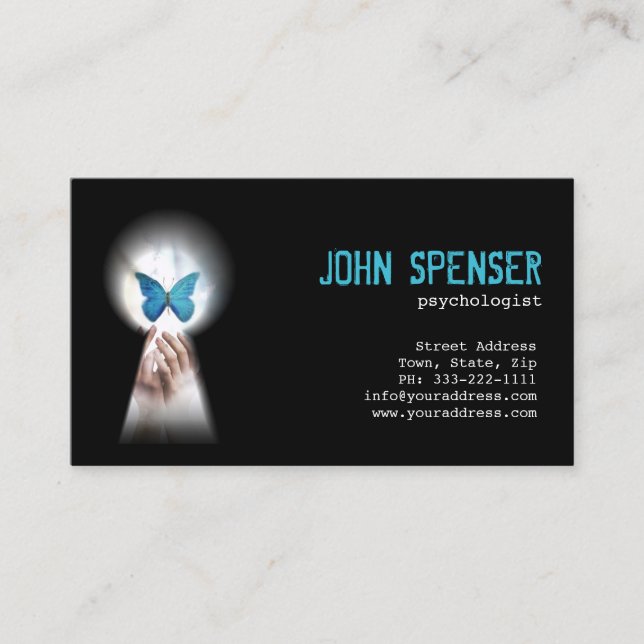 Psychologist Blue Butterfly From Keyhole Card (Front)
