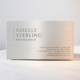 Psychologist Brushed Metal Platinum Business Card