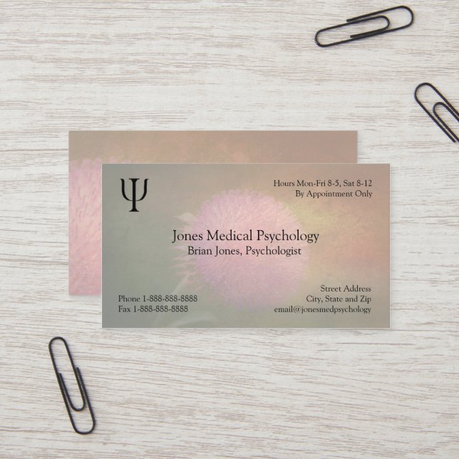 Psychologist Business Card (Front/Back In Situ)