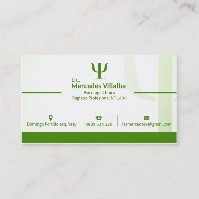 Psychologist  Business Card Template (Front)