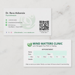 Psychologist Clinic Business   Modern Appointment Business Card