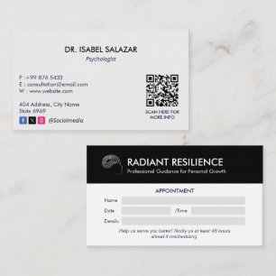 Psychologist Clinic Business   Modern Appointment Business Card