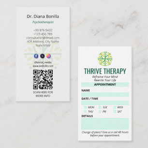 Psychologist Clinic Business   Modern Appointment Business Card