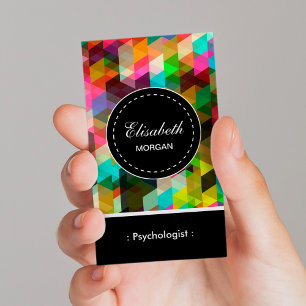 Psychologist- Colourful Mosaic Pattern Business Card