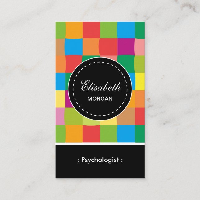 Psychologist- Colourful Sqaure Pattern Business Card (Front)