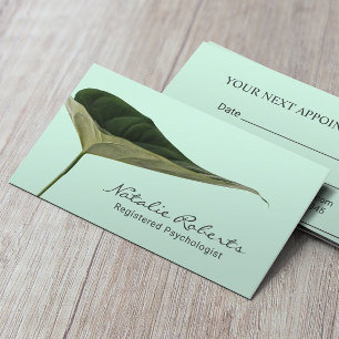 Psychologist Counsellor Elegant Mint Foliage Appointment Card