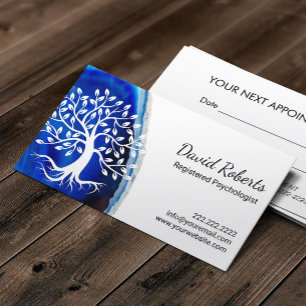 Psychologist Counsellor Modern Blue Agate Tree Appointment Card