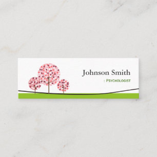 Psychologist - Cute Pink Wishing Tree Logo Mini Business Card