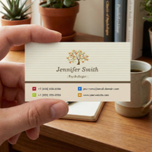 Psychologist - Elegant Tree Symbol Business Card