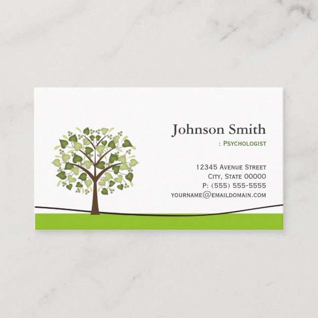 Psychologist - Elegant Wish Tree Business Card (Front)