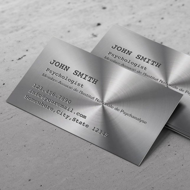Psychologist Faux Stainless Steel Metal Business Card (Creator Uploaded)
