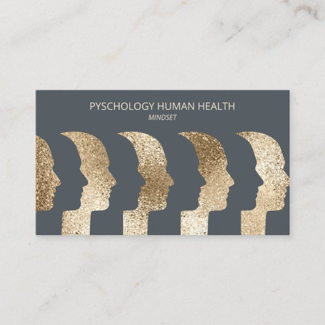 Psychologist Human Faces Mindset Sophisticated Business Card (Front)