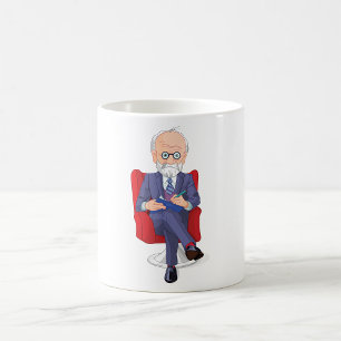 Psychologist in Suit with Notepad Sitting Coffee Mug