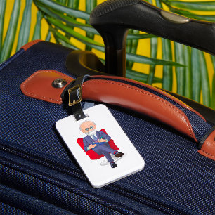 Psychologist in Suit with Notepad Sitting Luggage Tag