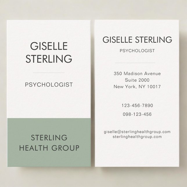 Psychologist Mental Health Sage Green Business Card (Creator Uploaded)