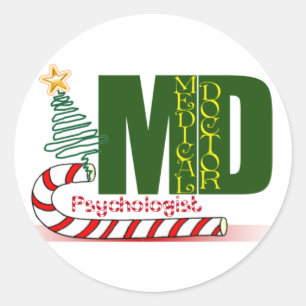 Psychologist MERRY CHRISTMAS MD Classic Round Sticker