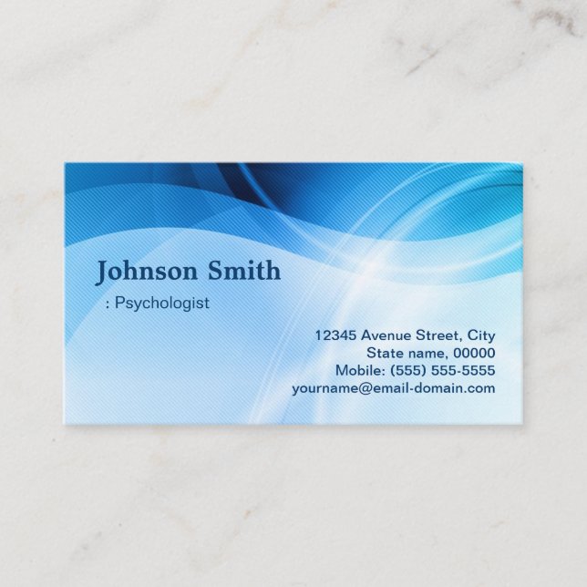 Psychologist - Modern Blue Creative Business Card (Front)