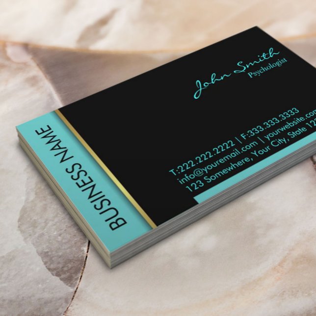 Psychologist Modern Teal Border Business Card (Creator Uploaded)