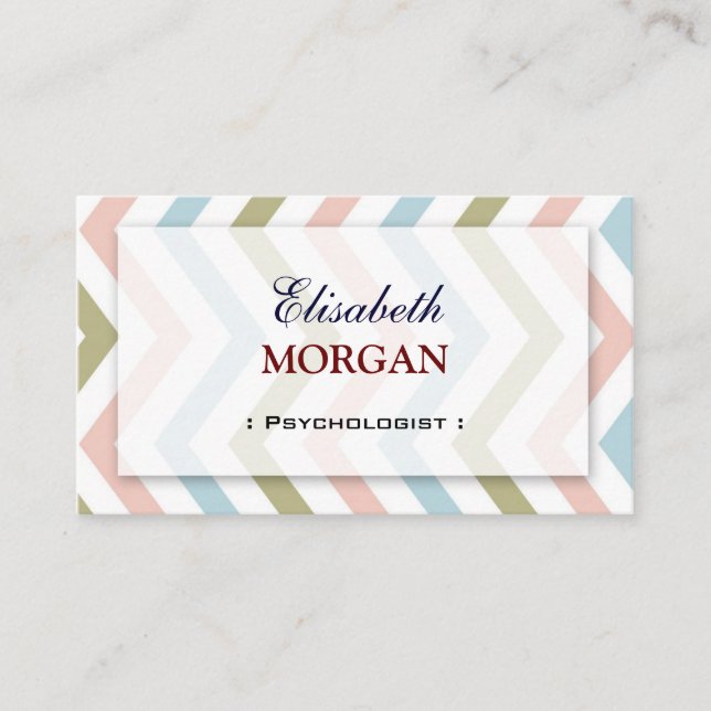 Psychologist - Natural Graceful Chevron Business Card (Front)