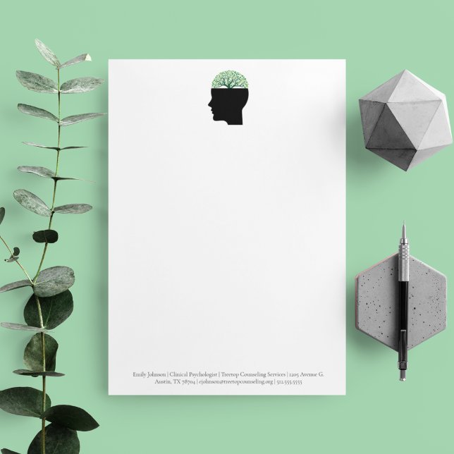 Psychologist Office Tree Modern Custom Counsellor Letterhead (Creator Uploaded)