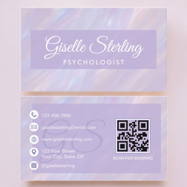 Psychologist Purple Pastel QR Code Business Card (Creator Uploaded)