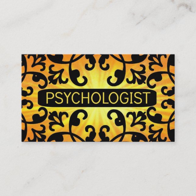 Psychologist Sunshine Damask Business Card (Front)