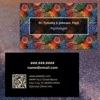 Psychologist | Therapist Colorful Swirls QR Code  Business Card