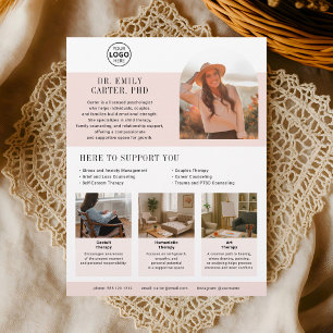 Psychologist Therapist Logo Photo Blush Flyer