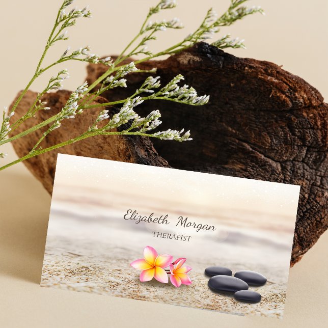 Psychologist Therapist Zen Stones,Flowers Business Card (Creator Uploaded)