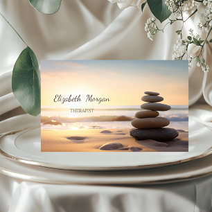 Psychologist Therapist Zen Stones Sunset Business Card