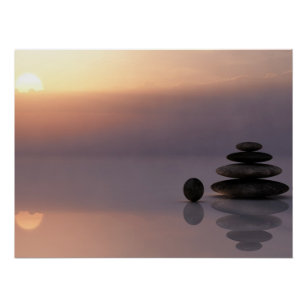 Psychologist Therapist Zen Stones, Sunset, Yoga Poster