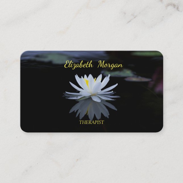 Psychologist Therapist Zen,White Lotus Flower Business Card (Front)
