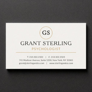 Psychologist White Gold Modern Elegant Luxury Business Card