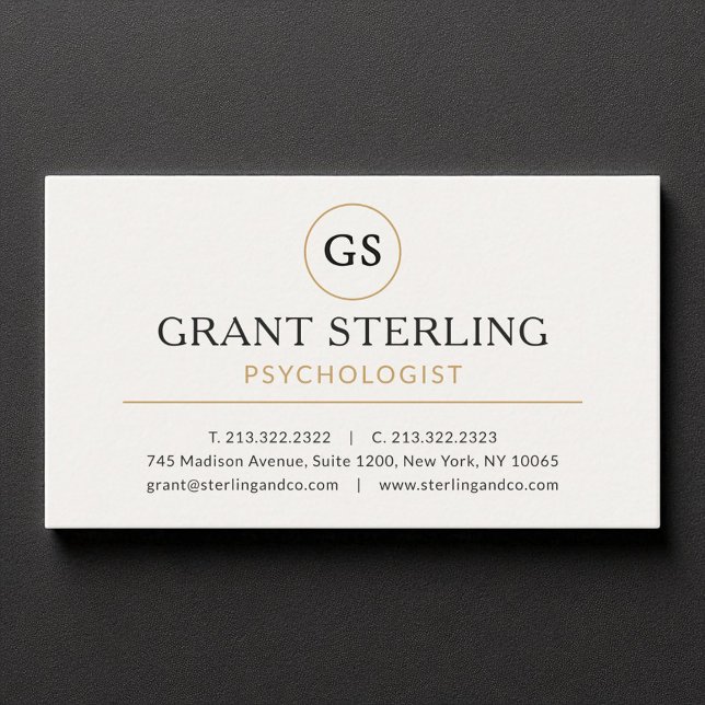 Psychologist White Gold Modern Elegant Luxury Business Card (Creator Uploaded)