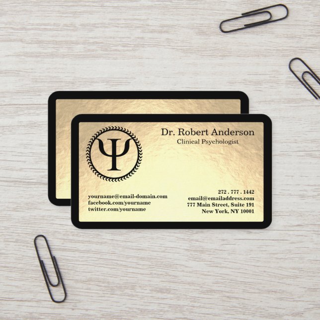 Psychology Psi Symbol Clinical Psychologist  Business Card (Front/Back In Situ)