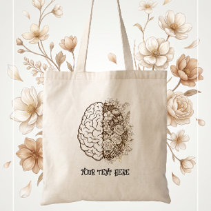 Psychology Student Floral Brain Anatomy Tote Bag
