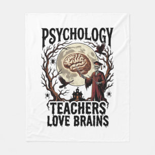 Psychology Teacher Halloween Brain Lover Gothic Sh Fleece Blanket