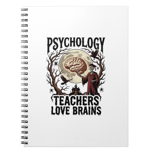 Psychology Teacher Halloween Brain Lover Gothic Sh Notebook (Front)