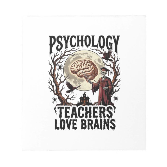 Psychology Teacher Halloween Brain Lover Gothic Sh Notepad (Front)