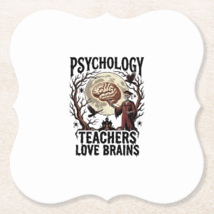 Psychology Teacher Halloween Brain Lover Gothic Sh Paper Coaster